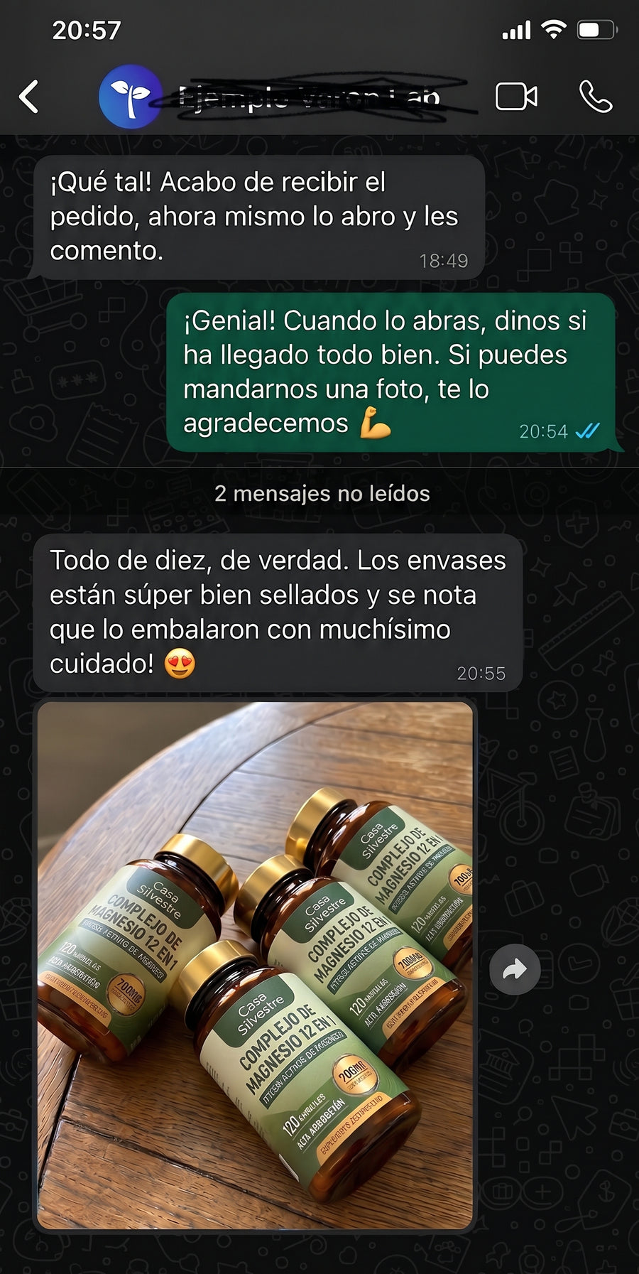 Conversación con un cliente que recibió su pedido