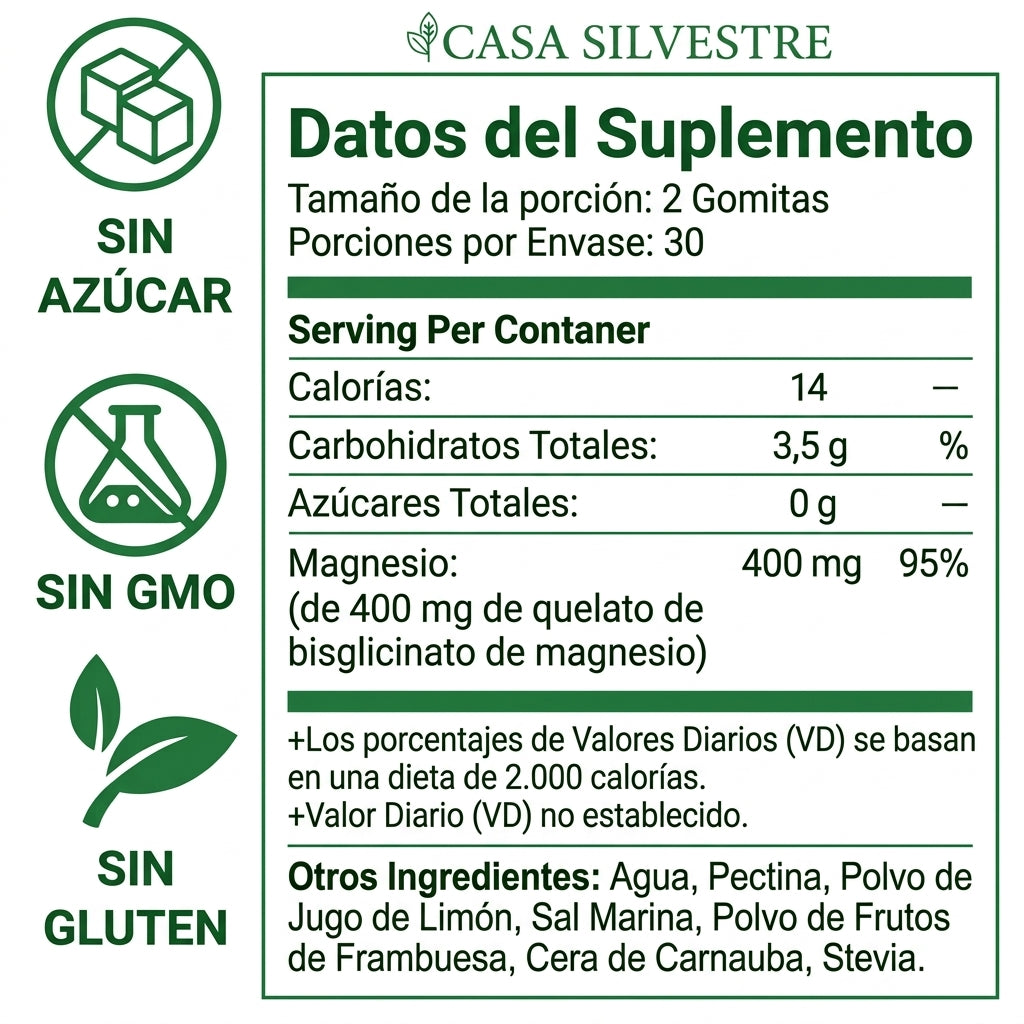 Gomitas de bisglicinato de magnesio Casa Silvestre
