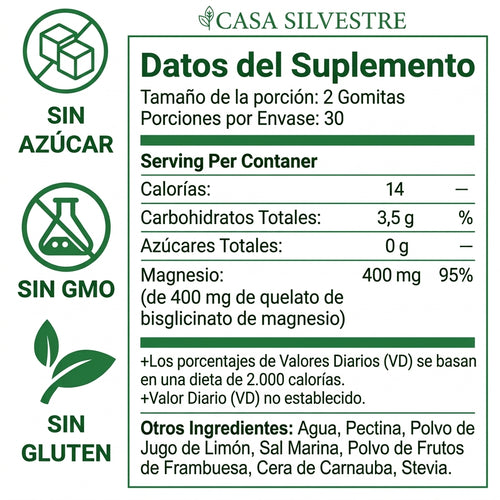 Gomitas de bisglicinato de magnesio Casa Silvestre