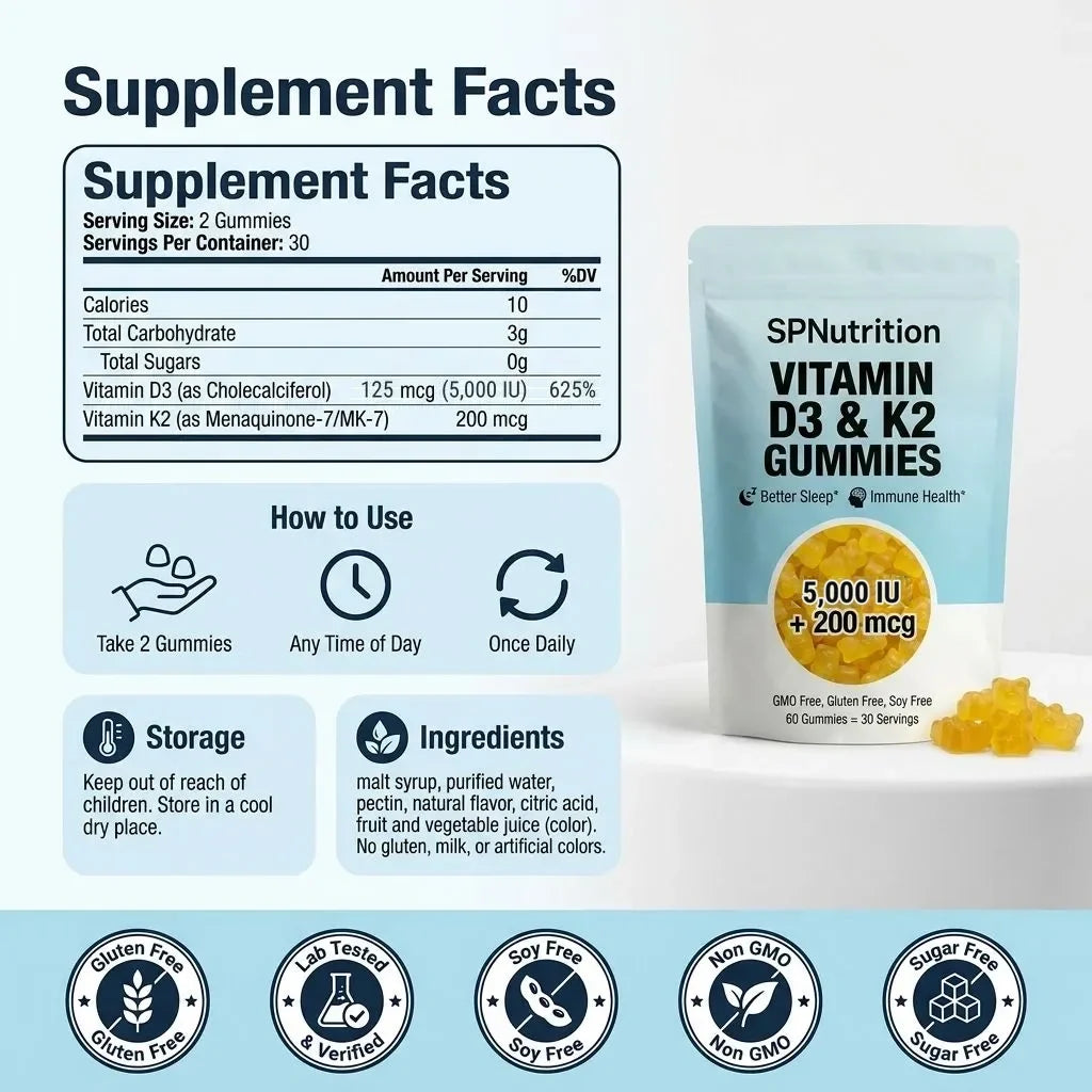 Gominolas de vitamina D3 + K2 de SPNutrition (suministro para 30 días)